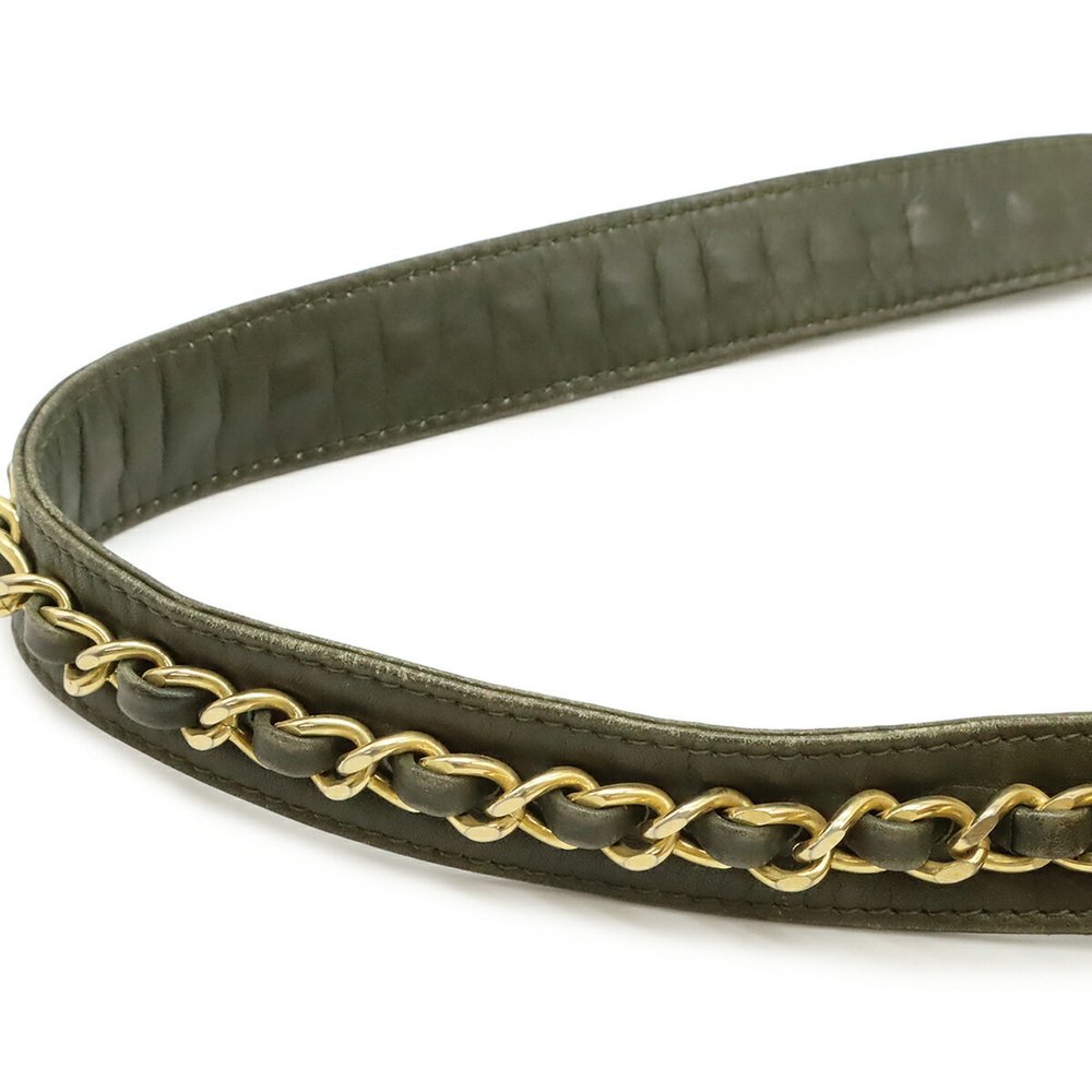 CHANEL Matelasse Coco Mark Belt Bag, Body Waist Pouch, Leather, Khaki Green - Picture 6 of 10